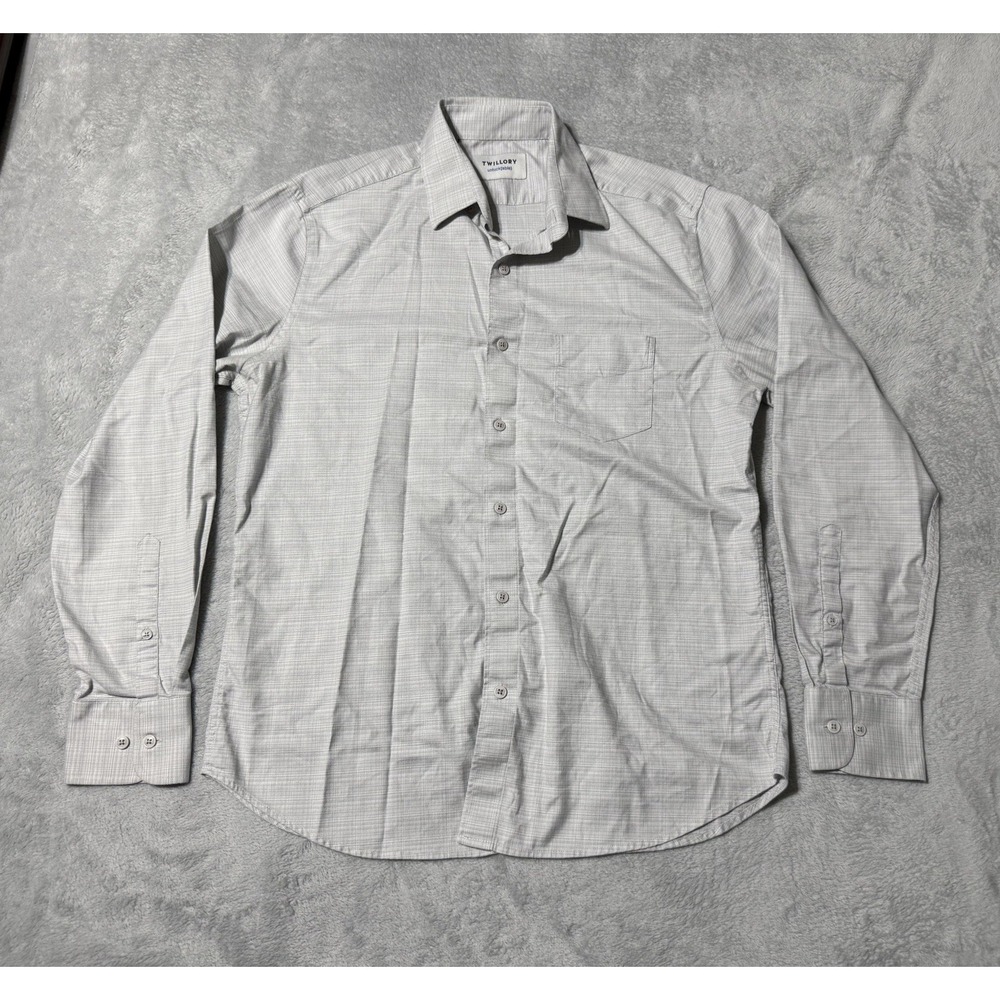 Twillory Untuckable Shirt Button Up Mens Medium Gray Tailored Fit
